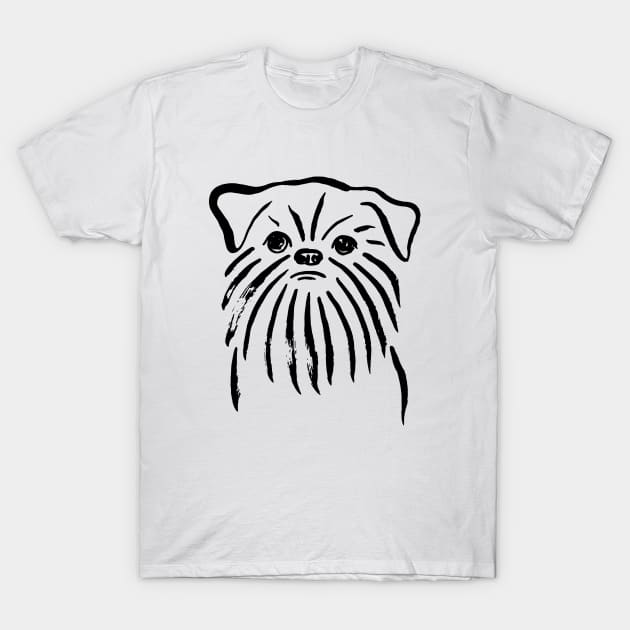 Brussels Griffon (Black and White) T-Shirt by illucalliart
